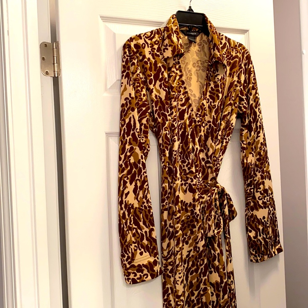 Express animal print wrap dress.